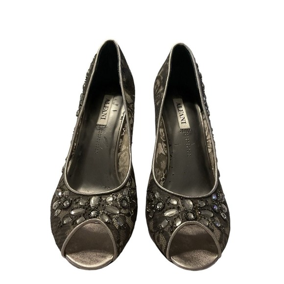 ALFANI High Heels Black Lace Silver Rhinestone Stiletto size 7 - Picture 1 of 6